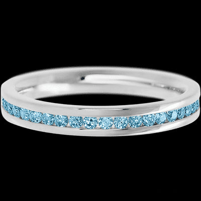14K White Gold band with 21 Round Aqua Diamond having TCW-.32