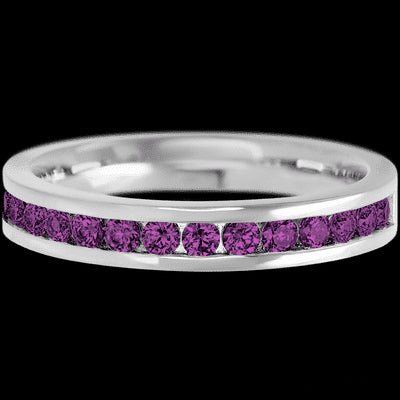 14K White Gold band with 15 Round Purple Diamond having TCW-.45