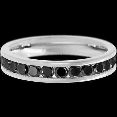 14K White Gold band with 13 Round Black Diamond having TCW-.65