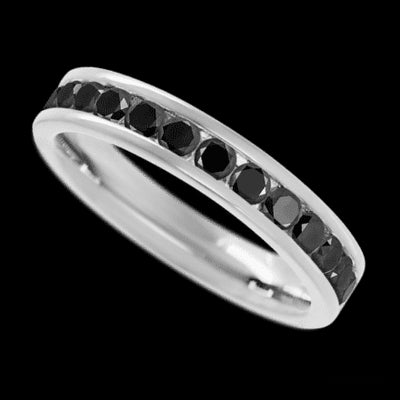 14K White Gold band with 13 Round Black Diamond having TCW-.65