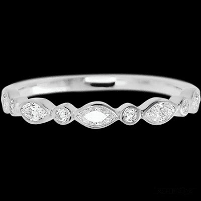 14K White Gold band with 4 Round and 5 Marquise Lab Grown Diamond having TCW-.56