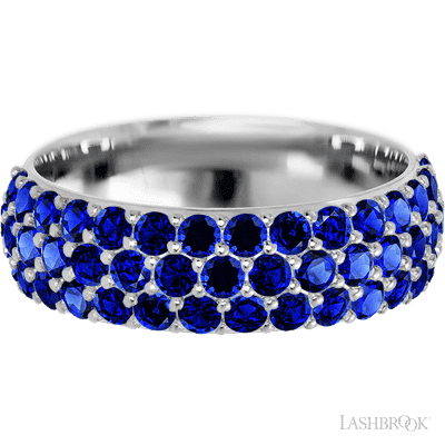 14K White Gold band with 46 Round Sapphire having TCW-1.38