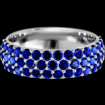 14K White Gold band with 46 Round Sapphire having TCW-1.38