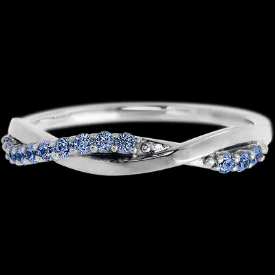14K White Gold band with 13 Round Denim Sapphire having TCW-.2