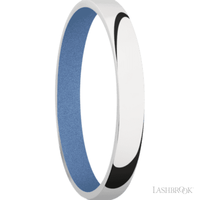 3 mm wide Domed 14K White Gold band featuring a Crushed Orchid sleeve.