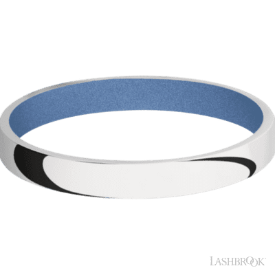3 mm wide Domed 14K White Gold band featuring a Crushed Orchid sleeve.