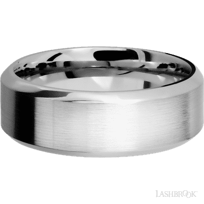 8 mm wide High Bevel 14K White Gold band.