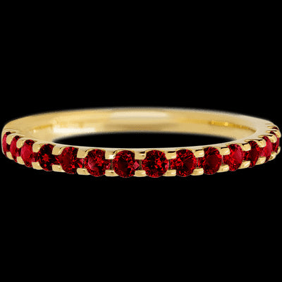 14K Yellow Gold band with 15 Round Dark Ruby having TCW-.45