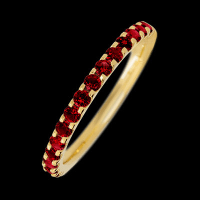 14K Yellow Gold band with 15 Round Dark Ruby having TCW-.45