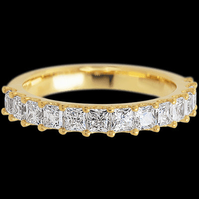 14K Yellow Gold band with 13 Princess Lab Grown Diamond having TCW-1.3