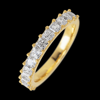 14K Yellow Gold band with 13 Princess Lab Grown Diamond having TCW-1.3