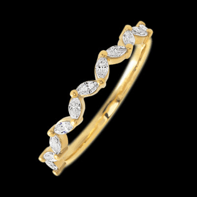 14K Yellow Gold band with 11 Marquise Lab Grown Diamond having TCW-.33