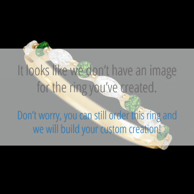 14K Yellow Gold band with alternating 4 Round Green Diamond and 5 Marquise Lab Grown Diamond having TCW-.47