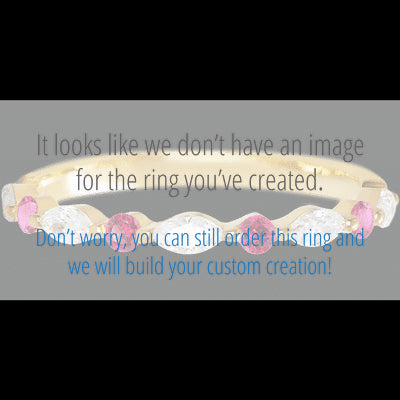 14K Yellow Gold band with alternating 4 Round Ruby and 5 Marquise Lab Grown Diamond having TCW-.47