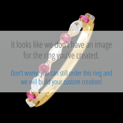 14K Yellow Gold band with alternating 4 Round Ruby and 5 Marquise Lab Grown Diamond having TCW-.47