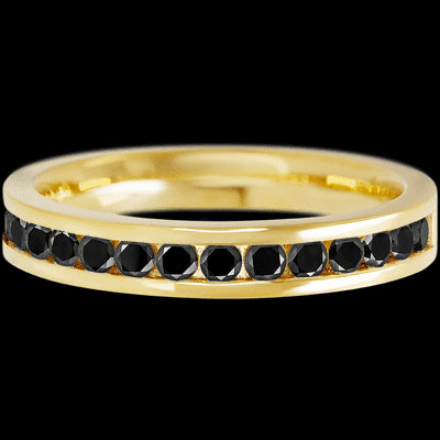 14K Yellow Gold band with 15 Round Black Diamond having TCW-.45