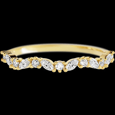 14K Yellow Gold band with 8 Round and 7 Marquise Lab Grown Diamond having TCW-.33