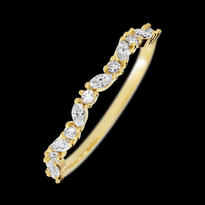 14K Yellow Gold band with 8 Round and 7 Marquise Lab Grown Diamond having TCW-.33