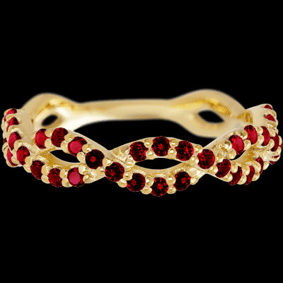 14K Yellow Gold band with 46 Round Dark Ruby having TCW-.69