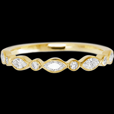 14K Yellow Gold band with 4 Round and 5 Marquise Lab Grown Diamond having TCW-.56
