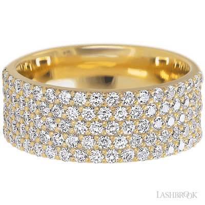 14K Yellow Gold band with 93 Round Lab Grown Diamond having TCW-1.4
