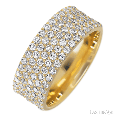 14K Yellow Gold band with 93 Round Lab Grown Diamond having TCW-1.4