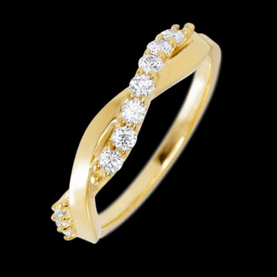 14K Yellow Gold band with 9 Round Lab Grown Diamond having TCW-.27