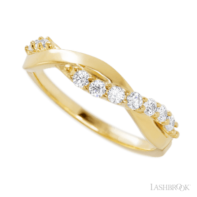 14K Yellow Gold band with 9 Round Lab Grown Diamond having TCW-.27