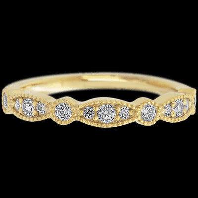 14K Yellow Gold band with alternating 7 Round Lab Grown Diamond and 6 Round Lab Grown Diamond having TCW-.27