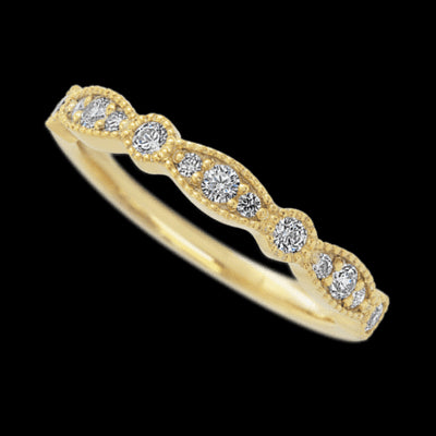 14K Yellow Gold band with alternating 7 Round Lab Grown Diamond and 6 Round Lab Grown Diamond having TCW-.27