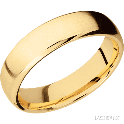 6 mm wide Domed Bevel 14K Yellow Gold band.