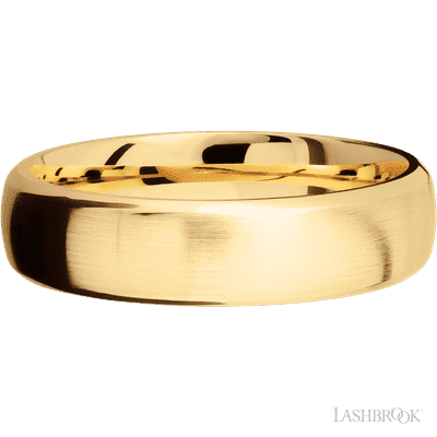 6 mm wide Domed Bevel 14K Yellow Gold band.