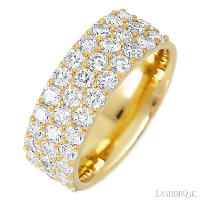 18K Yellow Gold band with 37 Round Lab Grown Diamond having TCW-1.85