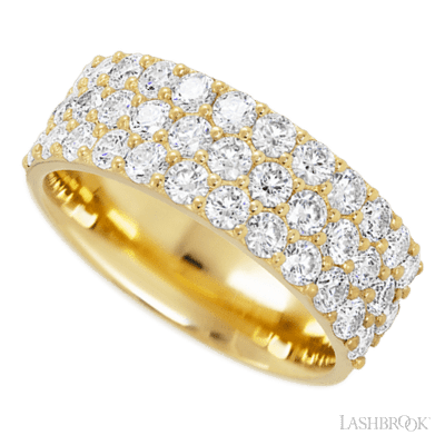 18K Yellow Gold band with 37 Round Lab Grown Diamond having TCW-1.85