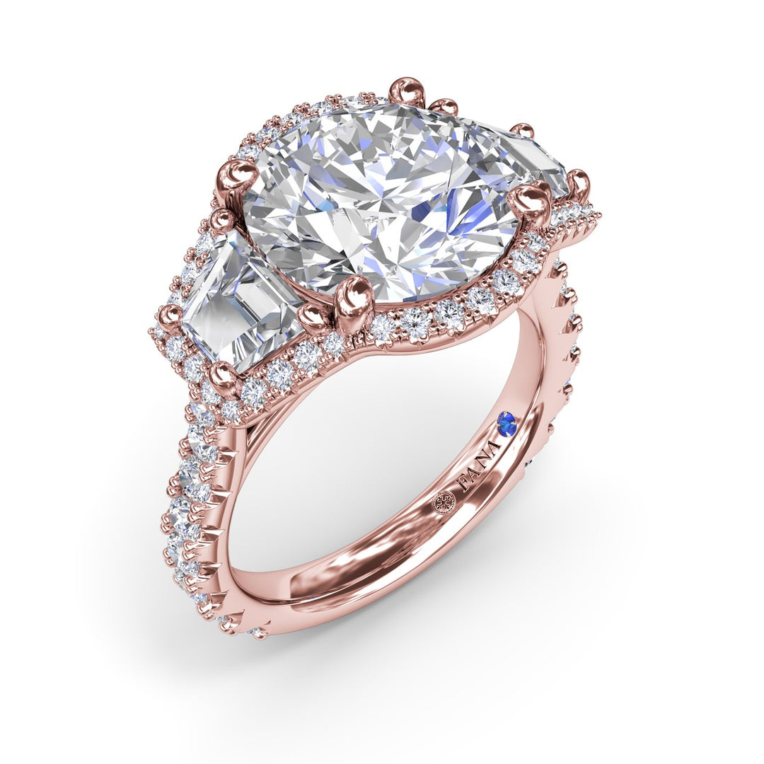 Complete Halo Three Stone Engagement Ring