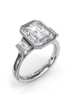 14K White Gold Emerald Cut Diamond Engagement Ring