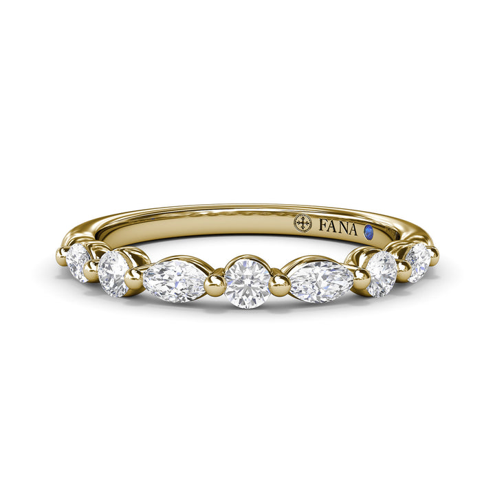 Alternating Round and Marquise Diamond Wedding Band