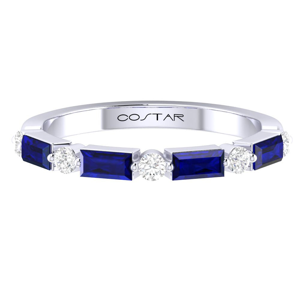 Sapphire and Diamond Stackable Ring