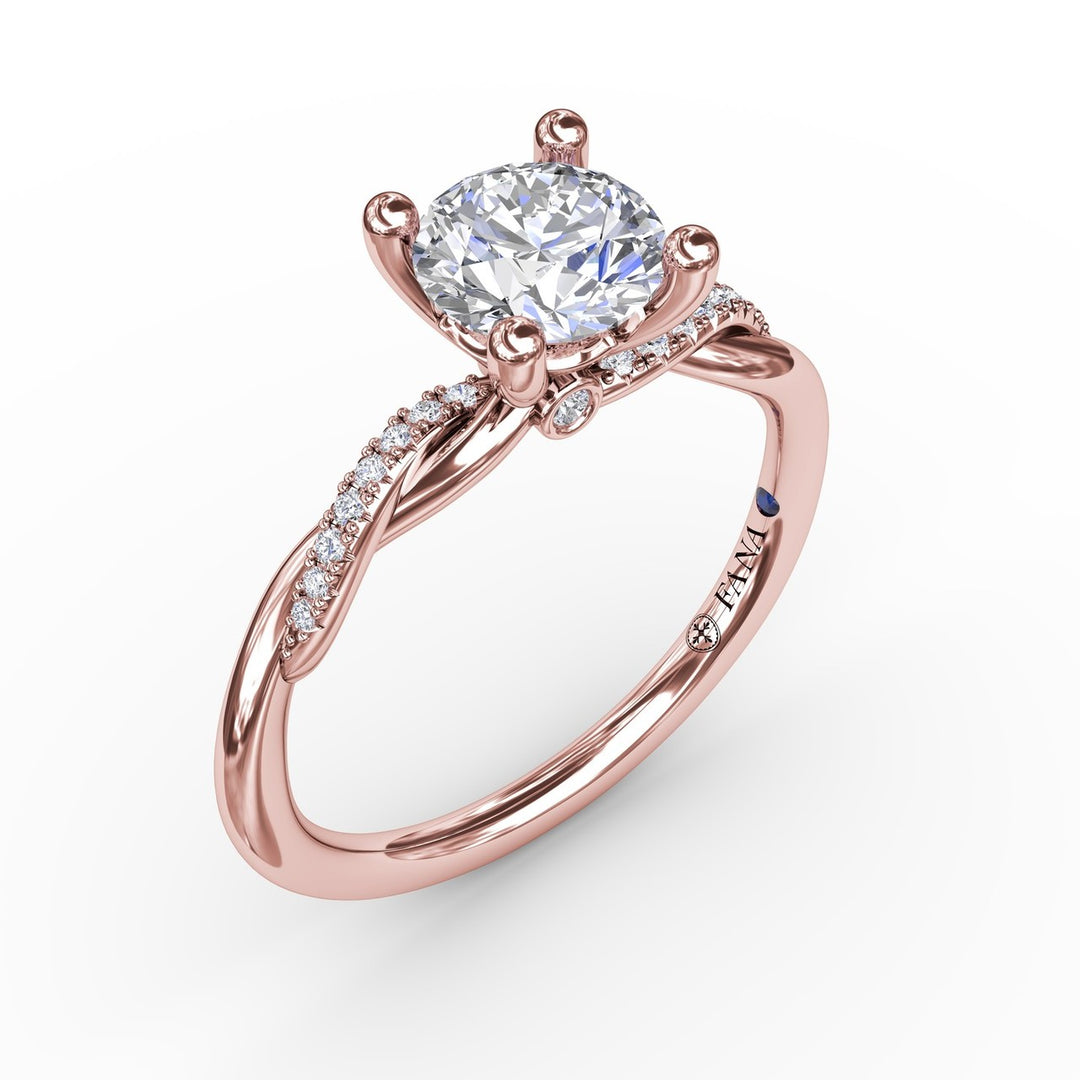 Classic Round Diamond Solitaire Engagement Ring With Twisted Shank