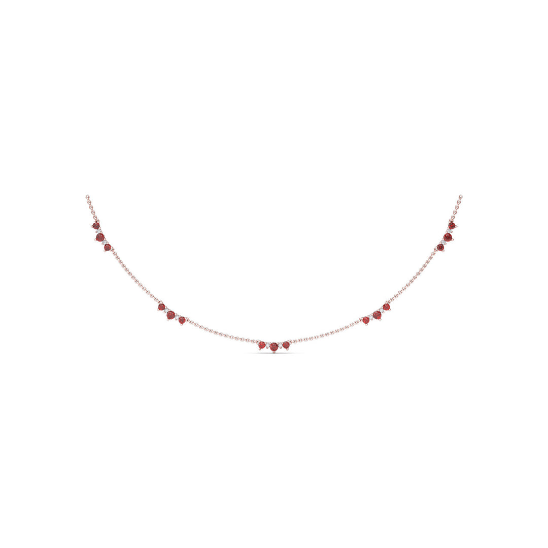 Five Stone Ruby and Diamond Station Necklace