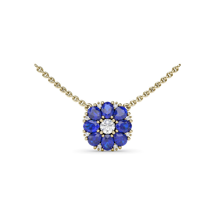 Sapphire Flower Cluster Necklace