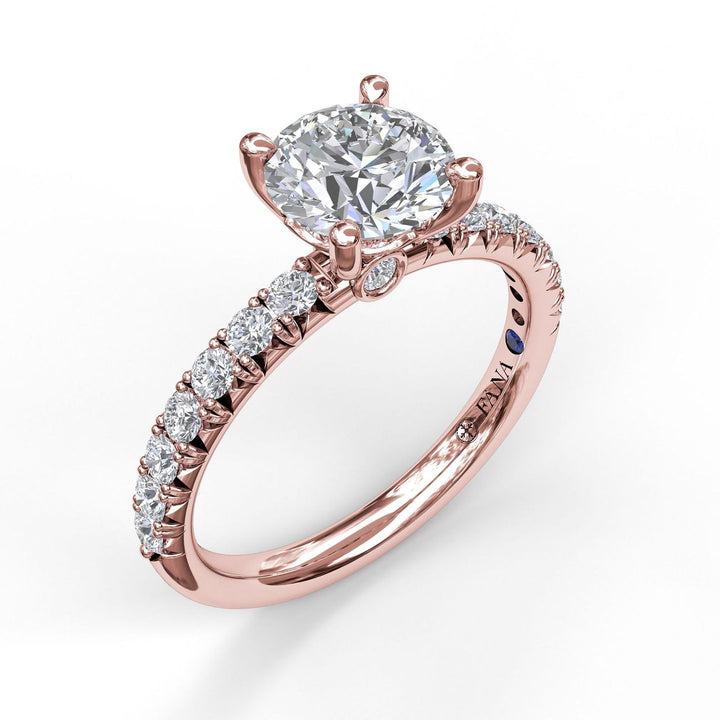 Classic French-Cut Pave Round Solitaire