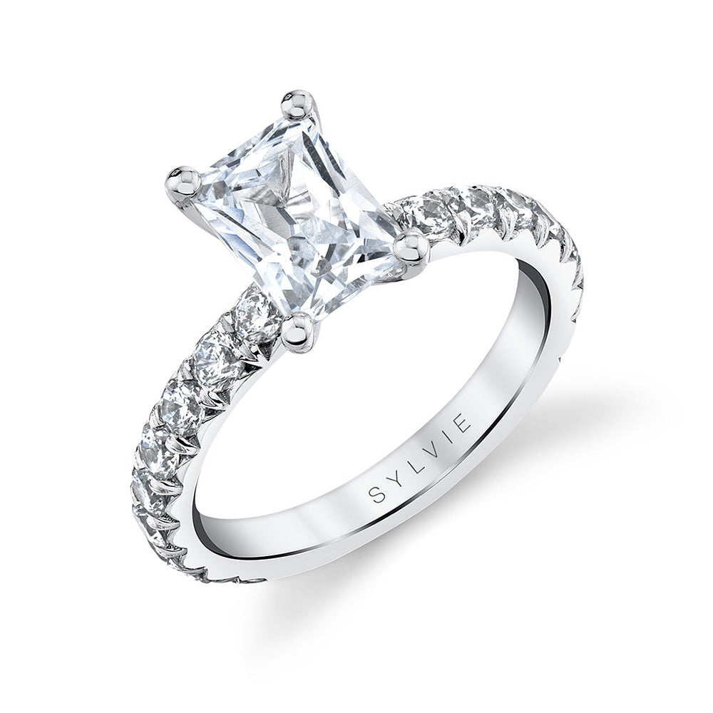 14K White Gold Semi Mount Round Classic Diamond Engagement Ring