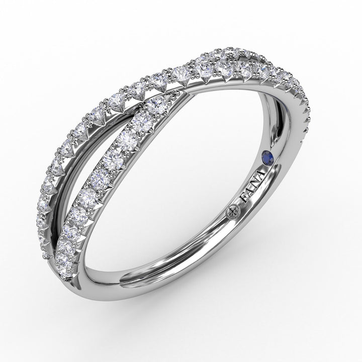 French Pave Crossover Diamond Band