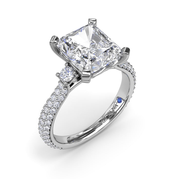 Side Stone Pavé Diamond Engagement Ring