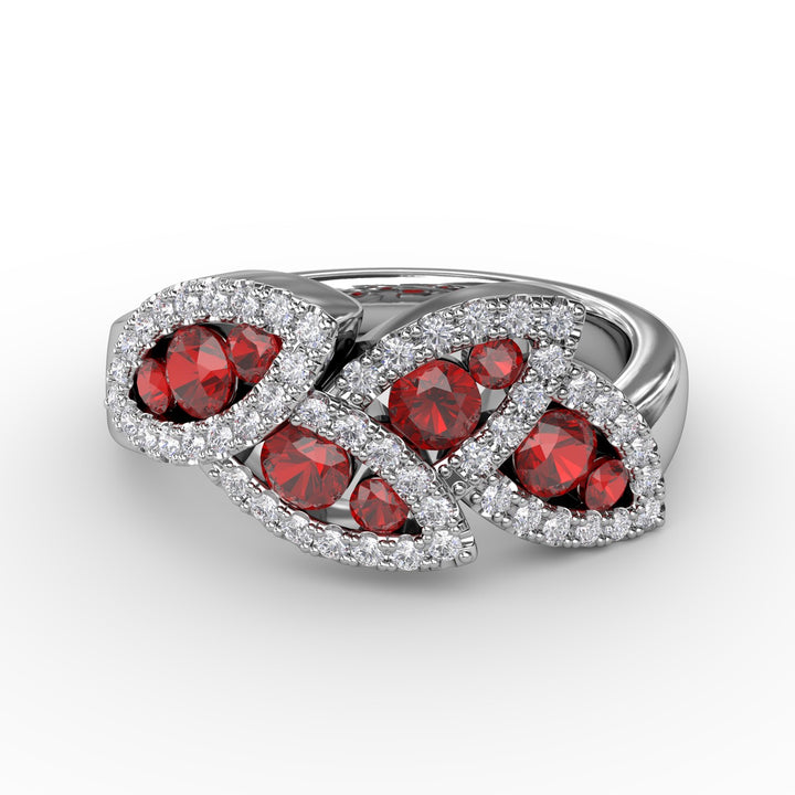 Glam Galore Ruby and Diamond Leaf Ring