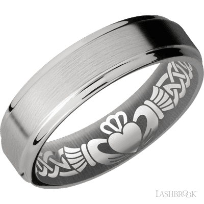 6 mm wide Flat Grooved Edges Titanium band.