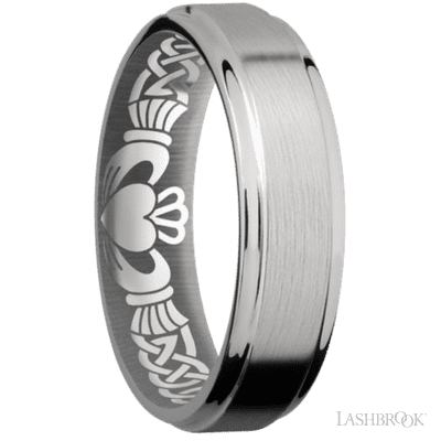 6 mm wide Flat Grooved Edges Titanium band.