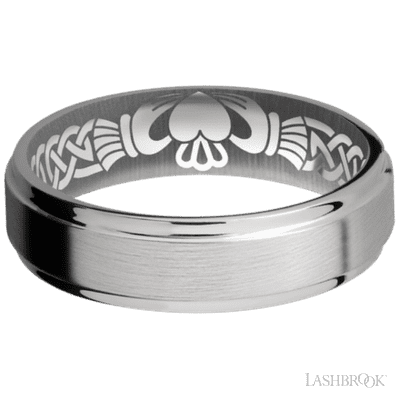6 mm wide Flat Grooved Edges Titanium band.