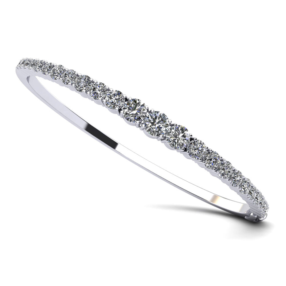 14K White Gold Bangle 3.40ctw Diamond Bracelet